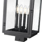 Z-Lite Hartwell 5019PHBS-BK 4-Light Candelabra Bulb Base Sand Black Aluminum Clear Seedy Glass Shade Outdoor Post Mount Fixture