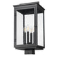 Z-Lite Hartwell 5019PHBS-BK 4-Light Candelabra Bulb Base Sand Black Aluminum Clear Seedy Glass Shade Outdoor Post Mount Fixture