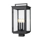 Z-Lite Hartwell 5019PHBS-BK 4-Light Candelabra Bulb Base Sand Black Aluminum Clear Seedy Glass Shade Outdoor Post Mount Fixture