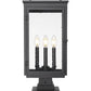 Z-Lite Hartwell 5019PHBS-SQPM-BK 4-Light Candelabra Bulb Base Sand Black Aluminum Clear Seedy Glass Shade Outdoor Pier Mounted Fixture
