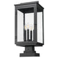 Z-Lite Hartwell 5019PHBS-SQPM-BK 4-Light Candelabra Bulb Base Sand Black Aluminum Clear Seedy Glass Shade Outdoor Pier Mounted Fixture