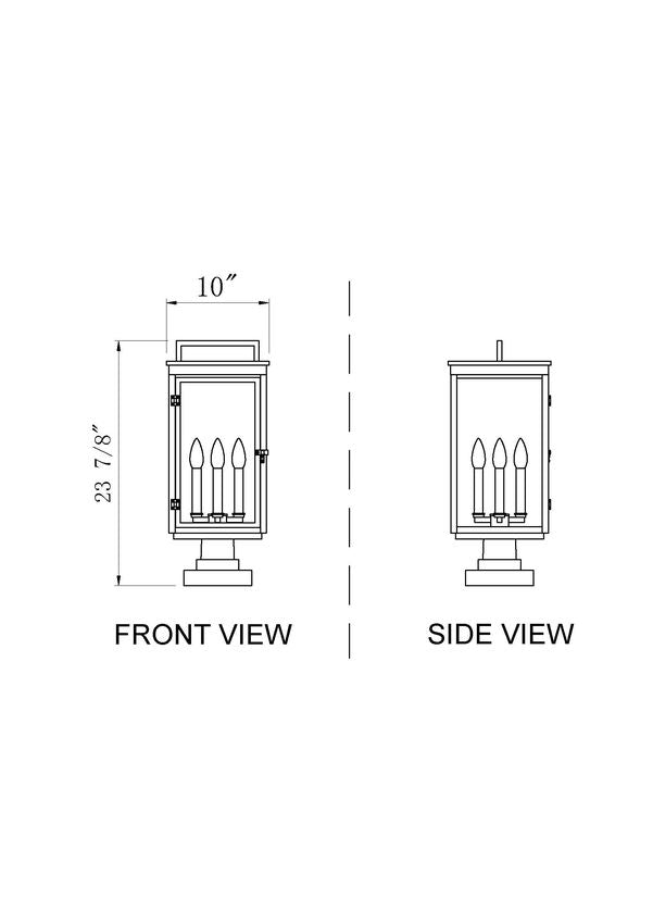 Z-Lite Hartwell 5019PHBS-SQPM-BK 4-Light Candelabra Bulb Base Sand Black Aluminum Clear Seedy Glass Shade Outdoor Pier Mounted Fixture