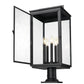 Z-Lite Hartwell 5019PHXLR-533PM-BK 5-Light Candelabra Bulb Base Sand Black Aluminum Clear Seedy Glass Shade Outdoor Pier Mounted Fixture
