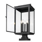 Z-Lite Hartwell 5019PHXLS-SQPM-BK 5-Light Candelabra Bulb Base Sand Black Aluminum Clear Seedy Glass Shade Outdoor Pier Mounted Fixture