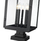 Z-Lite Hartwell 5019PHXLS-SQPM-BK 5-Light Candelabra Bulb Base Sand Black Aluminum Clear Seedy Glass Shade Outdoor Pier Mounted Fixture
