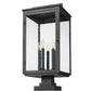 Z-Lite Hartwell 5019PHXLS-SQPM-BK 5-Light Candelabra Bulb Base Sand Black Aluminum Clear Seedy Glass Shade Outdoor Pier Mounted Fixture