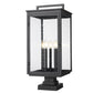 Z-Lite Hartwell 5019PHXLS-SQPM-BK 5-Light Candelabra Bulb Base Sand Black Aluminum Clear Seedy Glass Shade Outdoor Pier Mounted Fixture