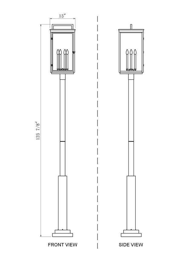 Z-Lite Hartwell 5019PHXXLR-5010P-BK 6-Light Candelabra Bulb Base Sand Black Aluminum Clear Seedy Glass Shade Outdoor Post Mounted Fixture
