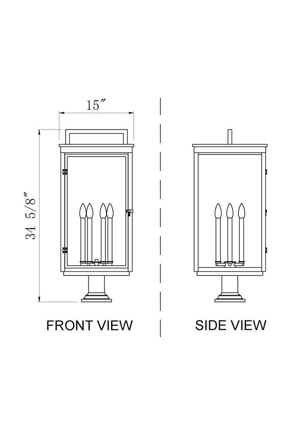 Z-Lite Hartwell 5019PHXXLR-533PM-BK 6-Light Candelabra Bulb Base Sand Black Aluminum Clear Seedy Glass Shade Outdoor Pier Mounted Fixture