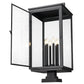 Z-Lite Hartwell 5019PHXXLS-SQPM-BK 6-Light Candelabra Bulb Base Sand Black Aluminum Clear Seedy Glass Shade Outdoor Pier Mounted Fixture