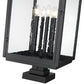 Z-Lite Hartwell 5019PHXXLS-SQPM-BK 6-Light Candelabra Bulb Base Sand Black Aluminum Clear Seedy Glass Shade Outdoor Pier Mounted Fixture