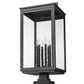 Z-Lite Hartwell 5019PHXXLS-SQPM-BK 6-Light Candelabra Bulb Base Sand Black Aluminum Clear Seedy Glass Shade Outdoor Pier Mounted Fixture