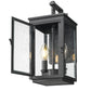 Z-Lite Hartwell 5019S-BK 2-Light Candelabra Bulb Base Sand Black Aluminum Clear Seedy Glass Shade Outdoor Wall Light