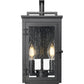 Z-Lite Hartwell 5019S-BK 2-Light Candelabra Bulb Base Sand Black Aluminum Clear Seedy Glass Shade Outdoor Wall Light