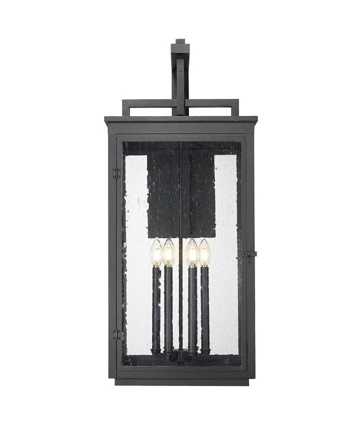 Z-Lite Hartwell 5019XXL-BK 6-Light Candelabra Bulb Base Sand Black Aluminum Clear Seedy Glass Shade Outdoor Wall Light