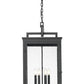 Z-Lite Hartwell 6-Light Candelabra Sand Black Aluminum Frame Clear Seedy Glass Shade Outdoor Chain Mount Ceiling Fixture