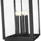Z-Lite Hartwell 6-Light Candelabra Sand Black Aluminum Frame Clear Seedy Glass Shade Outdoor Chain Mount Ceiling Fixture