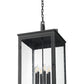 Z-Lite Hartwell 6-Light Candelabra Sand Black Aluminum Frame Clear Seedy Glass Shade Outdoor Chain Mount Ceiling Fixture