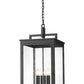 Z-Lite Hartwell 6-Light Candelabra Sand Black Aluminum Frame Clear Seedy Glass Shade Outdoor Chain Mount Ceiling Fixture