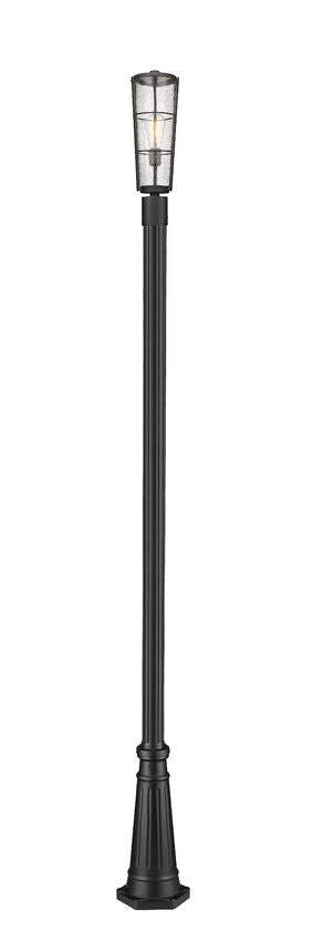 Z-Lite Helix 591PHB-519P-BK 1-Light Black Aluminum Frame Clear Seedy Glass Shade Outdoor Post Mounted Fixture
