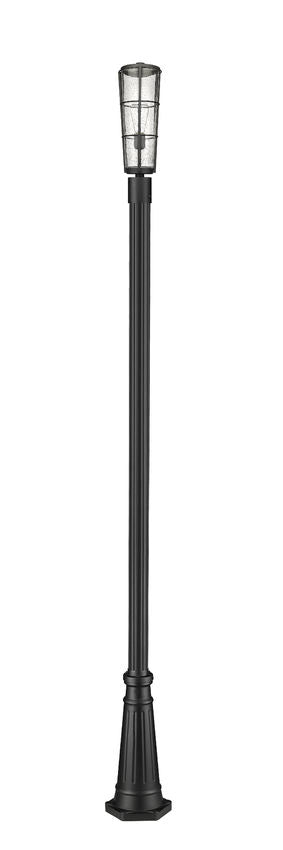 Z-Lite Helix 591PHB-519P-BK 1-Light Black Aluminum Frame Clear Seedy Glass Shade Outdoor Post Mounted Fixture
