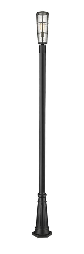 Z-Lite Helix 591PHB-519P-BK 1-Light Black Aluminum Frame Clear Seedy Glass Shade Outdoor Post Mounted Fixture