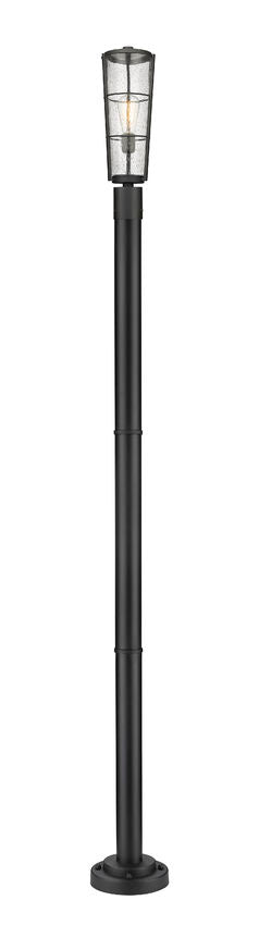 Z-Lite Helix 591PHB-567P-BK 1-Light Black Aluminum Frame Clear Seedy Glass Shade Outdoor Post Mounted Fixture