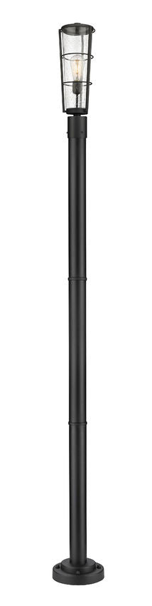 Z-Lite Helix 591PHB-567P-BK 1-Light Black Aluminum Frame Clear Seedy Glass Shade Outdoor Post Mounted Fixture