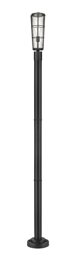 Z-Lite Helix 591PHB-567P-BK 1-Light Black Aluminum Frame Clear Seedy Glass Shade Outdoor Post Mounted Fixture