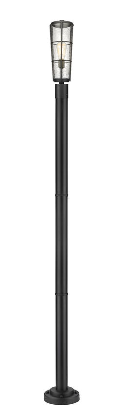 Z-Lite Helix 591PHB-567P-BK 1-Light Black Aluminum Frame Clear Seedy Glass Shade Outdoor Post Mounted Fixture