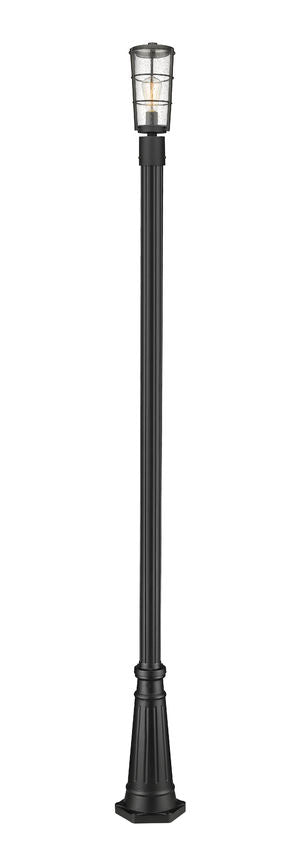 Z-Lite Helix 591PHM-519P-BK 1-Light Black Aluminum Frame Clear Seedy Glass Shade Outdoor Post Mounted Fixture