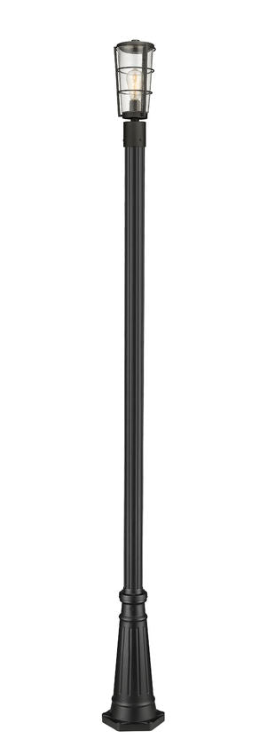 Z-Lite Helix 591PHM-519P-BK 1-Light Black Aluminum Frame Clear Seedy Glass Shade Outdoor Post Mounted Fixture