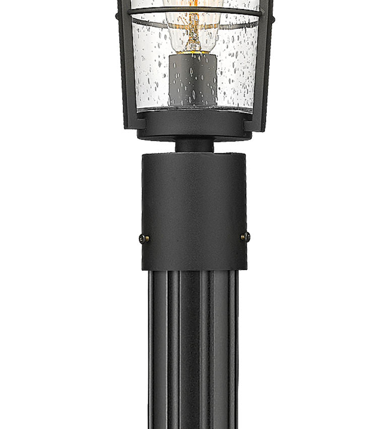 Z-Lite Helix 591PHM-519P-BK 1-Light Black Aluminum Frame Clear Seedy Glass Shade Outdoor Post Mounted Fixture