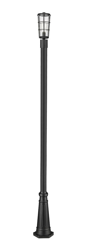Z-Lite Helix 591PHM-519P-BK 1-Light Black Aluminum Frame Clear Seedy Glass Shade Outdoor Post Mounted Fixture