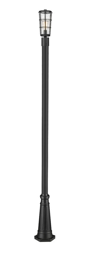 Z-Lite Helix 591PHM-519P-BK 1-Light Black Aluminum Frame Clear Seedy Glass Shade Outdoor Post Mounted Fixture