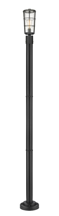 Z-Lite Helix 591PHM-567P-BK 1-Light Black Aluminum Frame Clear Seedy Glass Shade Outdoor Post Mounted Fixture