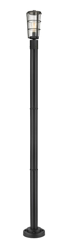 Z-Lite Helix 591PHM-567P-BK 1-Light Black Aluminum Frame Clear Seedy Glass Shade Outdoor Post Mounted Fixture