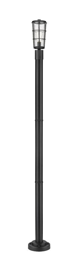 Z-Lite Helix 591PHM-567P-BK 1-Light Black Aluminum Frame Clear Seedy Glass Shade Outdoor Post Mounted Fixture