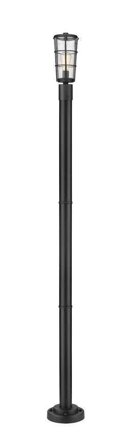 Z-Lite Helix 591PHM-567P-BK 1-Light Black Aluminum Frame Clear Seedy Glass Shade Outdoor Post Mounted Fixture