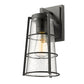 Z-Lite Helix 6" W x 13" H 1-Light Black Aluminum Outdoor Wall Sconce With Clear Seedy Glass Shade
