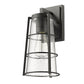 Z-Lite Helix 6" W x 13" H 1-Light Black Aluminum Outdoor Wall Sconce With Clear Seedy Glass Shade
