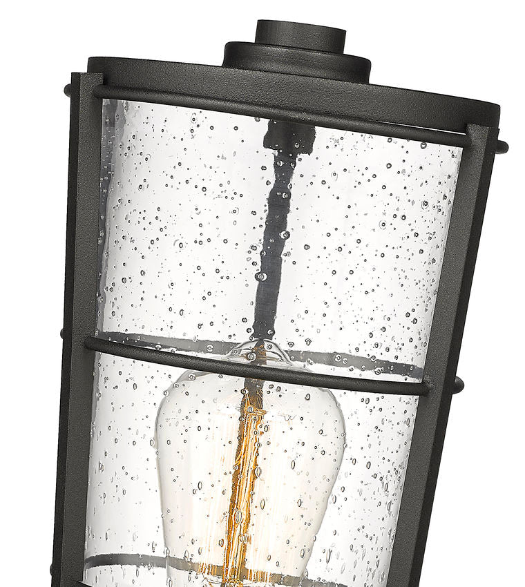 Z-Lite Helix 6" W x 15" H 1-Light Black Outdoor Post Mount Fixture With Clear Seedy Glass Shade