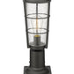 Z-Lite Helix 6" W x 17" H 1-Light Black Outdoor Pier Mounted Fixture and Square Pier Mount Hardware With Clear Seedy Glass Shade