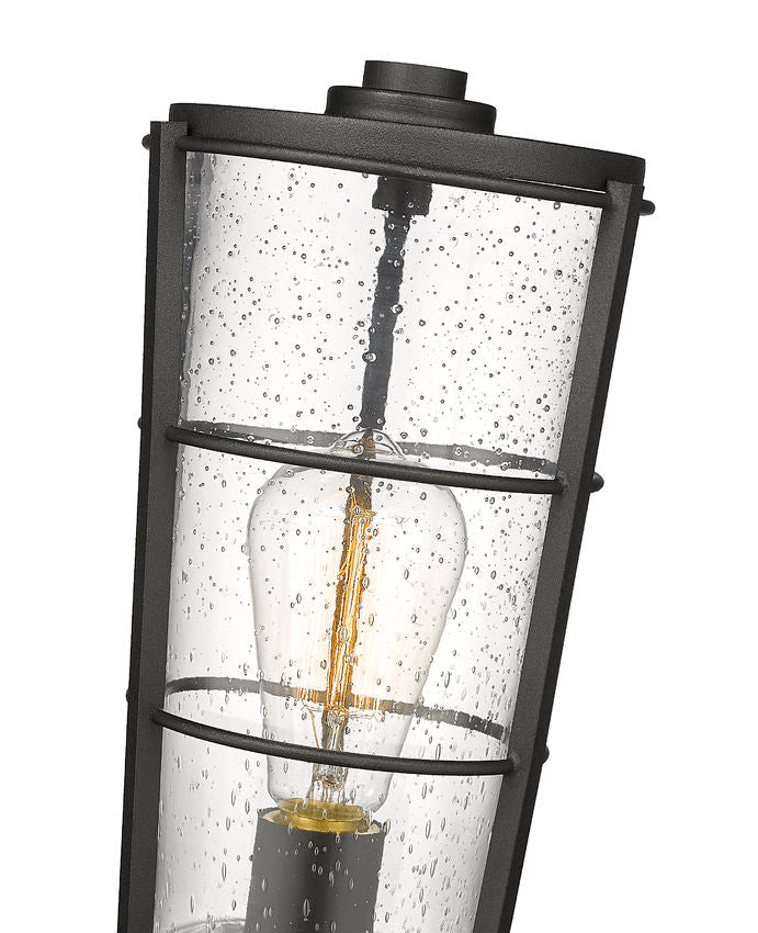 Z-Lite Helix 6" W x 17" H 1-Light Black Outdoor Pier Mounted Fixture and Square Pier Mount Hardware With Clear Seedy Glass Shade