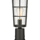 Z-Lite Helix 6" W x 18" H 1-Light Black Outdoor Pier Mounted Fixture and Round Pier Mount Hardware With Clear Seedy Glass Shade