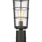 Z-Lite Helix 6" W x 18" H 1-Light Black Outdoor Pier Mounted Fixture and Round Pier Mount Hardware With Clear Seedy Glass Shade