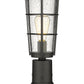 Z-Lite Helix 6" W x 18" H 1-Light Black Outdoor Pier Mounted Fixture and Round Pier Mount Hardware With Clear Seedy Glass Shade