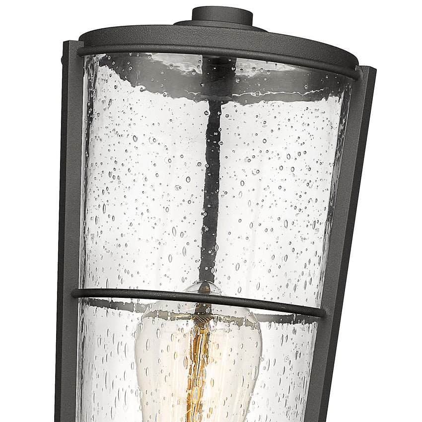 Z-Lite Helix 6" W x 20" H 1-Light Black Outdoor Post Mount Fixture With Clear Seedy Glass Shade