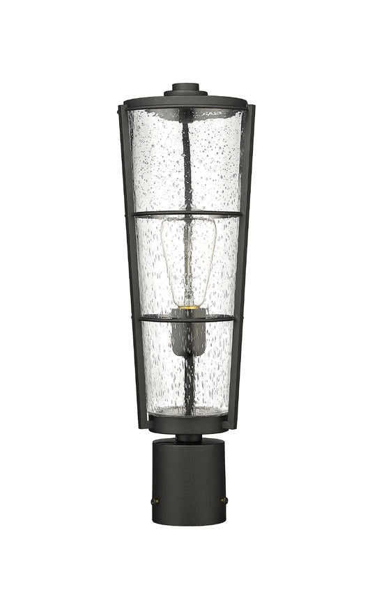 Z-Lite Helix 6" W x 20" H 1-Light Black Outdoor Post Mount Fixture With Clear Seedy Glass Shade