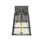 Z-Lite Helix 6" W x 9" H 1-Light Black Aluminum Outdoor Wall Sconce With Clear Seedy Glass Shade